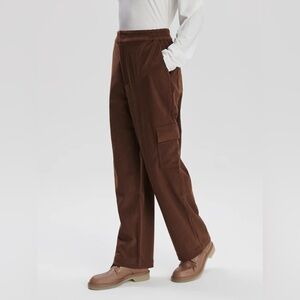 247. VARLEY Sabina Straight-Leg Pant 29" Inseam Brown Corduroy Cargo NWT S $158